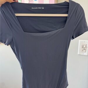 Abercrombie & Fitch Navy Square-Neck Short Sleeve Tee